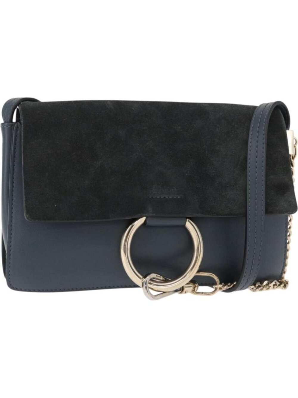 Chloe Fay Shoulder Bag Suede Leather Green Gold